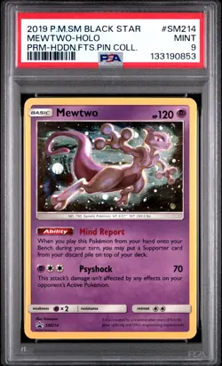 Pokemon Mew & Mewtwo Pin Promo SM214 & SM215 PSA 9 - Image 3