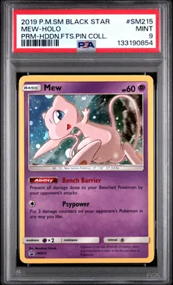 Pokemon Mew & Mewtwo Pin Promo SM214 & SM215 PSA 9 - Image 4