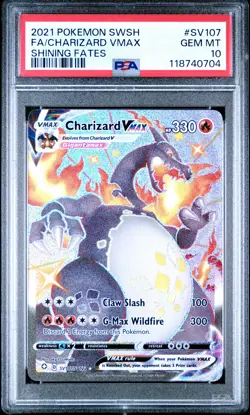 2021 POKEMON SWORD & SHIELD SHINING FATES #SV107 FULL ART/CHARIZARD VMAX PSA 10 - Image 1