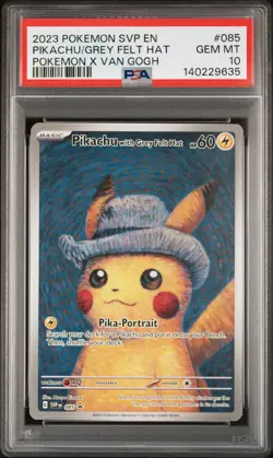 2023 POKEMON SVP EN-SV BLACK STAR PROMO #085 PIKACHU WITH GREY FELT HAT PSA 10 - Image 1