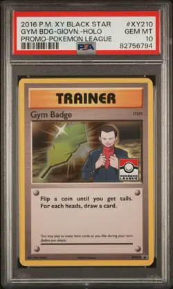 PSA 10 GIOVANNI GYM BADGE #XY210 POKEMON LEAGUE Black Star Promo - Image 1