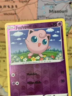 SHIPS SAME DAY Pokemon Card Jigglypuff 067/189 Reverse Holo Psychic Type 2020 - Image 3