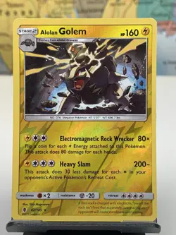 SHIPS SAME DAY Pokemon Card NM Alolan Golem 42/145 Rev Holo Lightning Type Rare - Image 2