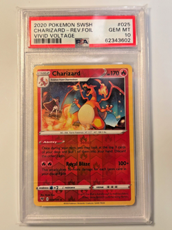 Charizard #025/185 Rev Foil PSA 10 Sword&Shield Vivid Voltage Pokemon 2020 - Image 1