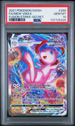 2021 POKEMON SWORD & SHIELD FUSION STRIKE SECRET #269 FULL ART/MEW VMAX PSA 10 - Image 1