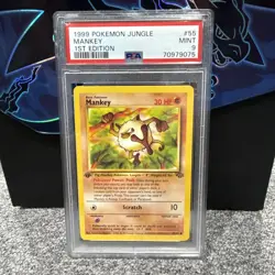 1999 Pokemon Jungle 1st Edition Mankey 55/64 PSA 9 Mint - Image 1