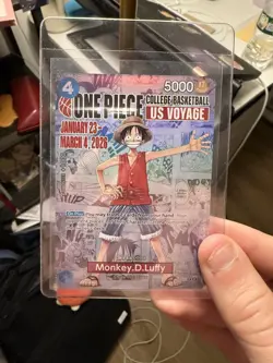 ONE PIECE CARD GAME - COLLEGE BASKETBALL US VOYAGE Monkey.D.Luffy CARD ONHAND - Image 1