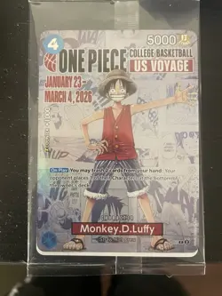 Bandai One Piece CCG Monkey.D.Luffy Promo College Basketball P-055 5000 - Image 1