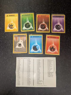 Pokemon Base Set 2 Cards - WOTC Job Lot 8 - All Energy Cards + Unused Checklist - Image 1