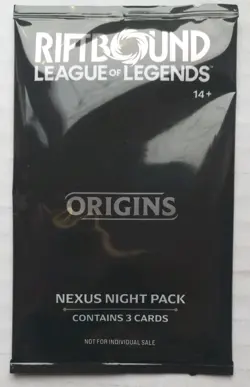 Riftbound League of Legends Origins Nexus Night Pack Sealed English 3-Card Pack - Image 1
