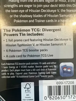 Pokemon TCG: Divergent Powers Tin - Hisuian Decidueye V Factory Sealed New - Image 3
