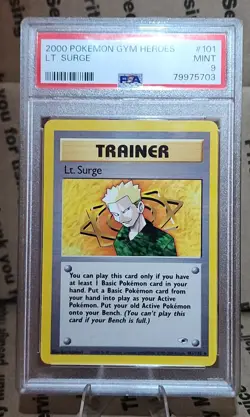 1st Edition 2000 Pokemon Gym Heroes Lt. Surge - 101/132 PSA 9 - Image 1