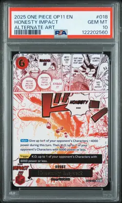 PSA 10 - 2025 ONE PIECE OP11-A FIST OF DIVINE SPEED 018 HONESTY IMPACT ALT ART - Image 1