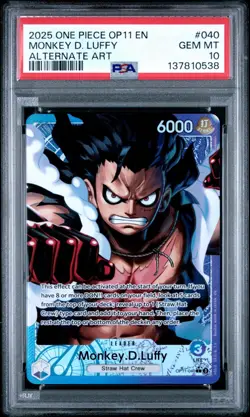 2025 ONE PIECE OP11 MONKEY D LUFFY ALTERNATE ART LEADER PSA 10 - Image 1