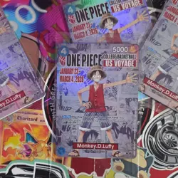 Bandai One Piece US Voyage Monkey D. Luffy Holo p-055 Eng rutgers promo 1 card - Image 1