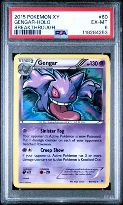 2015 POKEMON XY BREAKTHROUGH GENGAR #60 HOLO PSA 6 EX #118284253 - Image 1