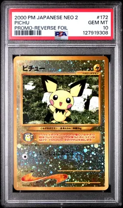 2000 POKEMON JPN NEO 2 PROMO REVERSE FOIL #172 PICHU PSA 10 - Image 1