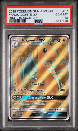 2018 Pokemon Sun & Moon Dragon Majesty #67 Dragonite Gx Full Art PSA 10 Gem - Image 1