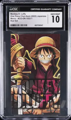 2022 ONE PIECE CHAR-GUM MOVIC - RED SET MONKEY D. LUFFY CGC 10 GEM MINT - Image 1