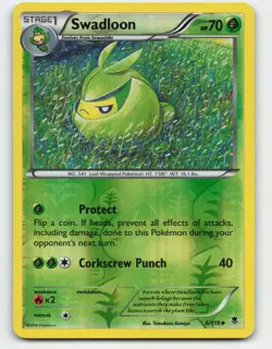 2014 Pokemon, Phantom Forces, #6/119 Swadloon, Reverse Holo Uncommon - Image 1