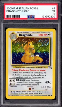 2000 Pokemon Italian Fossil Dragonite-Holo #4 PSA 5 EX - Image 1