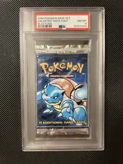 1999 Pokemon Base Foil Pack - Blastoise Art PSA 8 THICK FONT - Image 1