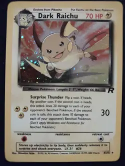 Dark Raichu 83/82 Unlimited Pokemon Trading Card Game Team Rocket Lightly Played - Image 1