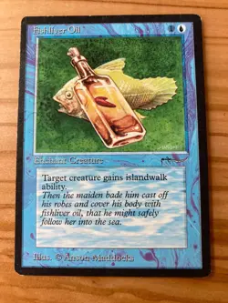 Magic the Gathering MTG Arabian Nights Fishliver Oil Dark MP (Beta Bob) - Image 1