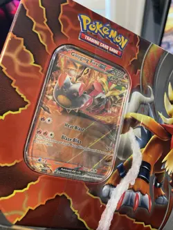 4 POKEMON PARADOX DESTINIES TIN GOUGING FIRE EX IN HAND - Image 3