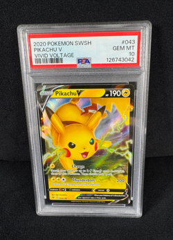 Pokemon Pikachu V 2020 SWSH Vivid Voltage Full Art Holo #043 PSA 10 GEM MINT - Image 1
