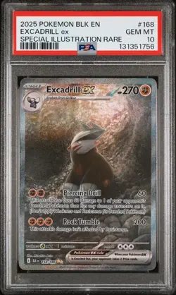PSA 10 Excadrill ex 168/086 Pokemon Sv Black Bolt Special Illustration Rare 2025 - Image 1