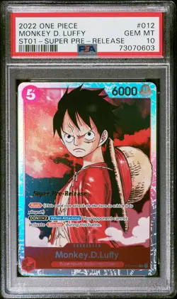 2022 ONE PIECE ST01-012 MONKEY D. LUFFY SUPER PRE-RELEASE PSA 10 GEM MINT - Image 1