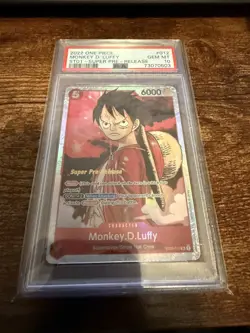 2022 ONE PIECE ST01-012 MONKEY D. LUFFY SUPER PRE-RELEASE PSA 10 GEM MINT - Image 4