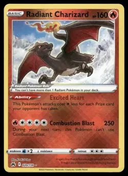 Pokemon Cards Radiant Charizard 020/159 Crown Zenith Radiant Rare NM - Image 1