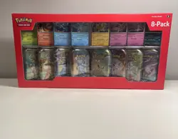 Pokemon TCG, Prismatic Evolutions, 8 Mini Tins Display, Costco Exclusive, Promos - Image 1