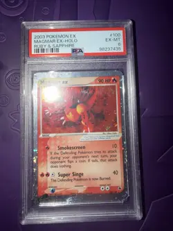 Pokemon TCG Magmar EX Ruby & Sapphire Holo Ultra Rare Card 100/109 PSA 6 - Image 1