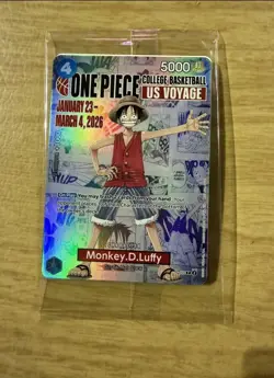 One Piece College Basketball US Voyage Luffy Card IN HAND - UNOPENED - Image 3
