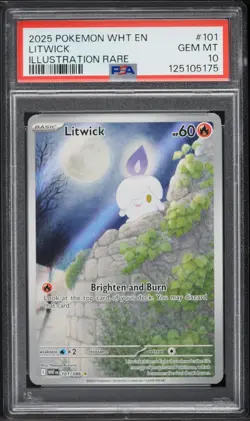 2025 POKEMON WHT EN-WHITE FLARE ILLUSTRATION RARE #101 LITWICK PSA 10 - Image 1
