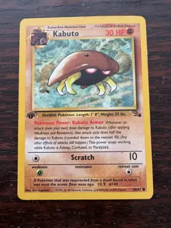 Pokemon TCG Kabuto Fossil 1st Edition Common Card 50/62 - Image 1