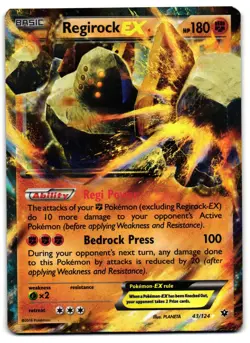 Regirock EX 43/124 - Fates Collide Rare EX Pokemon TCG Holo - LP Card - Image 1