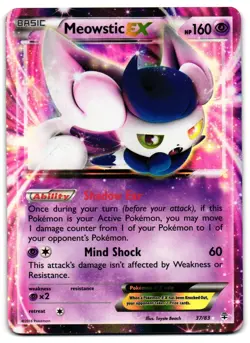 Meowstic EX 37/83 - Generations Rare EX Pokemon TCG Holo - LP Card - Image 1