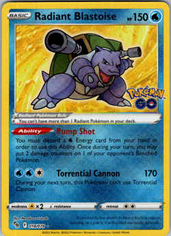 Radiant Blastoise - 018/078 - Pokemon Go Sword & Shield Radiant Rare NM - Image 1