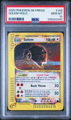 Pokemon Golem Skyridge Crystal Holo Secret Rare #148 PSA 10 Gem Mint - Image 1
