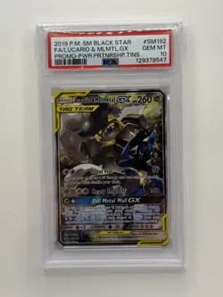 2019 POKEMON SM BLACK STAR PROMO #SM192 FULL ART/LUCARIO & MELMETAL GX PSA 10 - Image 1