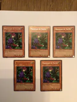 YUGIOH 5x MAGICIAN OF FAITH MRD-036 RARE UNLIMITED ED LP 1996 - Image 1