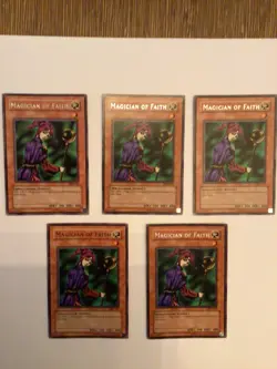 YUGIOH 5x MAGICIAN OF FAITH MRD-036 RARE UNLIMITED ED LP 1996 - Image 3