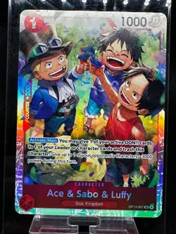 Ace & Sabo & Luffy OP13-007 Carrying On His Will SR NM English - Image 1