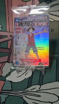 ONE PIECE CARD GAME - COLLEGE BASKETBALL US VOYAGE P-055 Monkey.D.Luffy CARD - Image 3