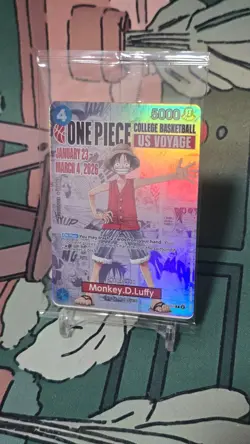 ONE PIECE CARD GAME - COLLEGE BASKETBALL US VOYAGE P-055 Monkey.D.Luffy CARD - Image 4