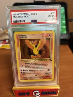 Pokemon TCG Moltres 12/62 Fossil Holo Rare PSA 4 - Image 1